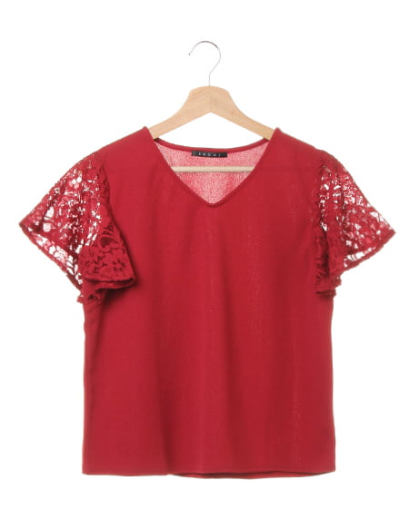 INGNI(イング) 袖レースフレアー／TOPS ボルドー