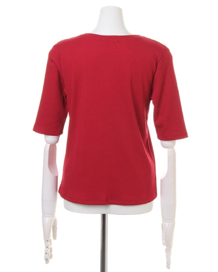 INGNI（イング） リブ胸刺しゅう5分袖／TOPS ﾎﾞﾙﾄﾞｰ