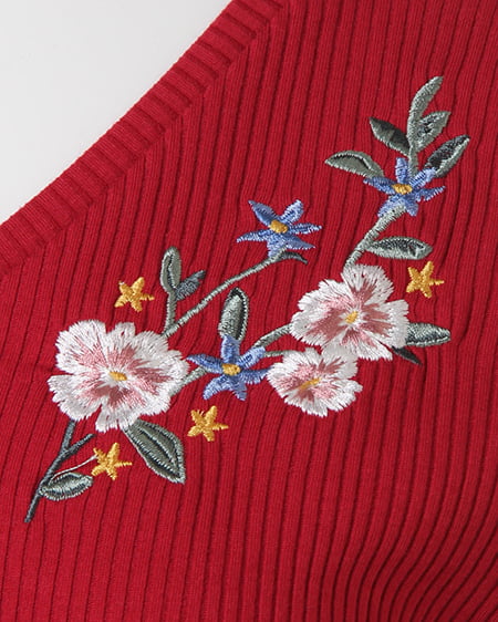 INGNI（イング） リブ胸刺しゅう5分袖／TOPS ﾎﾞﾙﾄﾞｰ