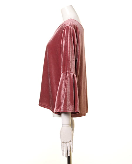 INGNI（イング） ブライトベロア袖タックフレアー／TOPS ﾋﾟﾝｸ