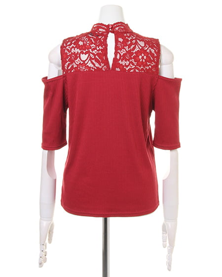 INGNI(イング) デコルテレースカバーリング5分袖/TOPS ボルドー