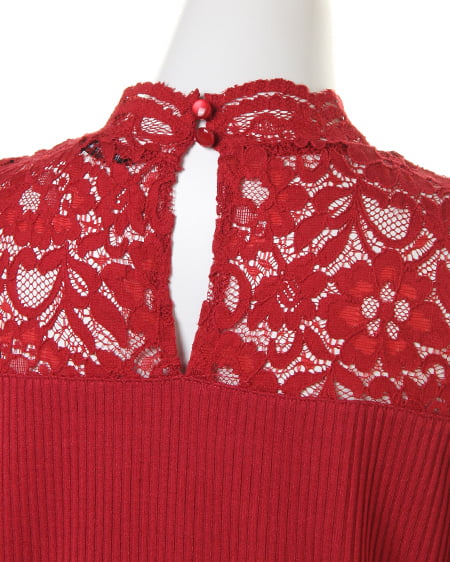 INGNI(イング) デコルテレースカバーリング5分袖/TOPS ボルドー