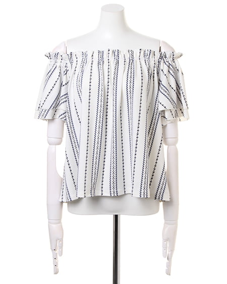 INGNI(イング) エスパンディーエスニック柄オフショル/TOPS オフホワイト/コン