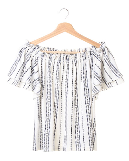 INGNI(イング) エスパンディーエスニック柄オフショル／TOPS オフホワイト/コン