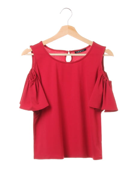 INGNI(イング) エスパンディー肩あきフリル／TOPS ボルドー