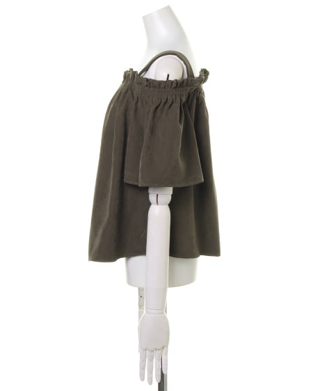 INGNI（イング） フレア袖ピーチシャーリングオフショル／TOPS ｶｰｷ