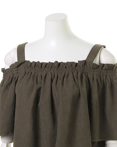 INGNI（イング） フレア袖ピーチシャーリングオフショル／TOPS ｶｰｷ