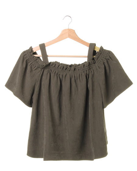 INGNI(イング) フレア袖ピーチシャーリングオフショル／TOPS ｶｰｷ