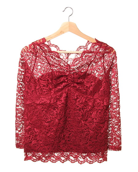 INGNI(イング) スカラップレース長袖／TOPS ボルドー