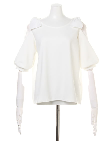 INGNI（イング） なし地ポンチ袖われ肩リボン／TOPS ｵﾌﾎﾜｲﾄ