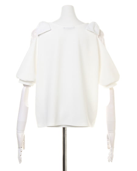 INGNI（イング） なし地ポンチ袖われ肩リボン／TOPS ｵﾌﾎﾜｲﾄ