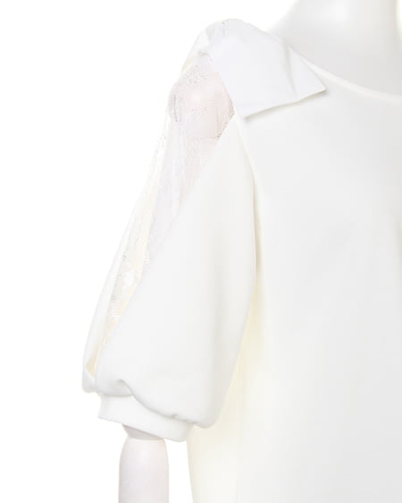 INGNI（イング） なし地ポンチ袖われ肩リボン／TOPS ｵﾌﾎﾜｲﾄ