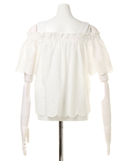 INGNI(イング) 綿レース肩開きオフショル/TOPS オフホワイト