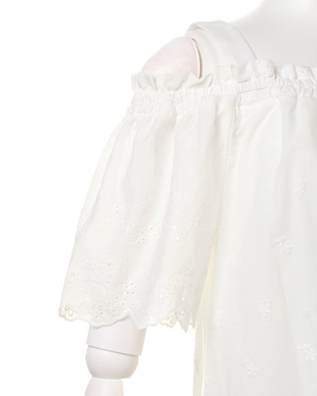 INGNI(イング) 綿レース肩開きオフショル/TOPS オフホワイト