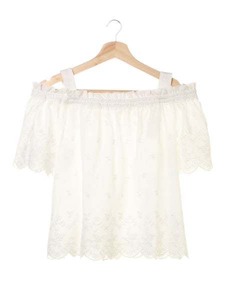 INGNI(イング) 綿レース肩開きオフショル／TOPS オフホワイト