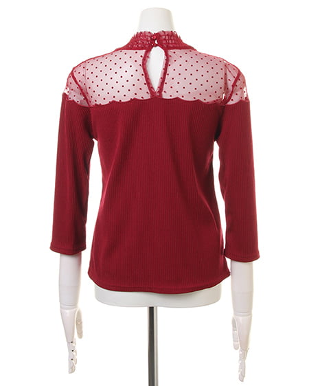 INGNI（イング） ヨークシアーリブハイネック7分袖 ﾎﾞﾙﾄﾞｰ