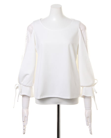 INGNI（イング） 袖割れチュール9分袖トップス ｵﾌﾎﾜｲﾄ