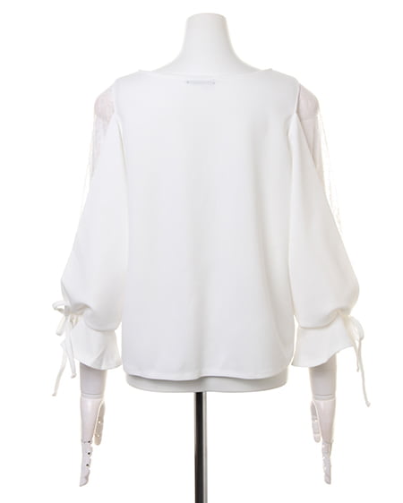 INGNI（イング） 袖割れチュール9分袖トップス ｵﾌﾎﾜｲﾄ