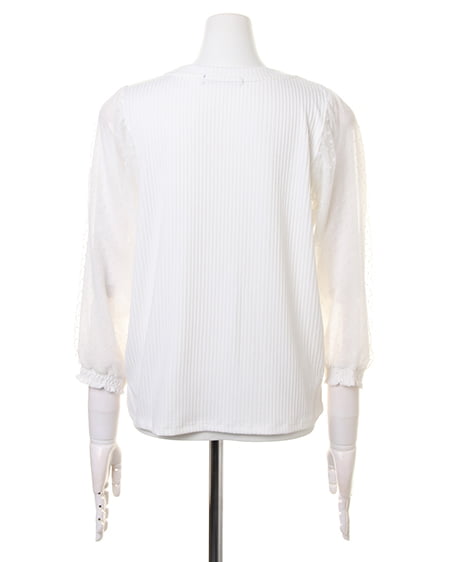 INGNI（イング） 袖ドットチュールボリューム8分袖 ｵﾌﾎﾜｲﾄ