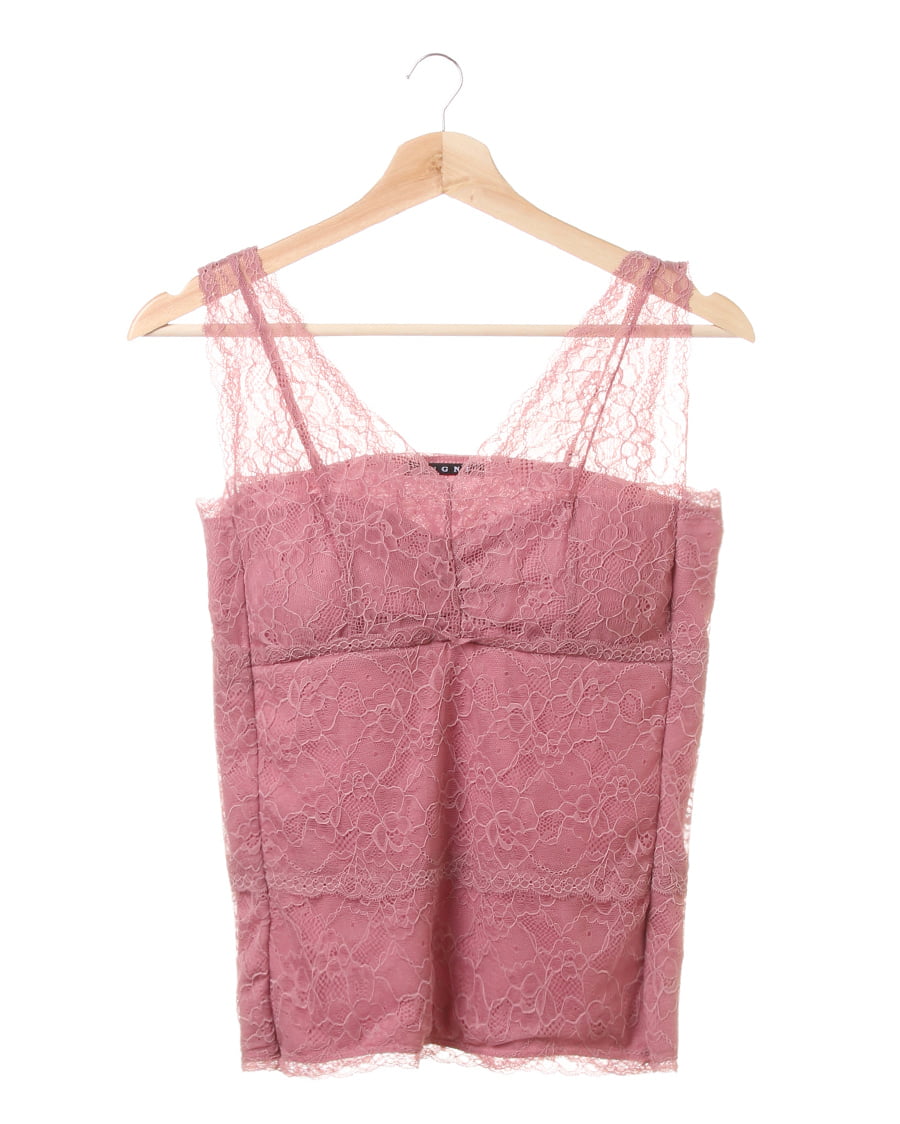 レース ピンク タンクトップ Jaded London レースアップピンクタンク