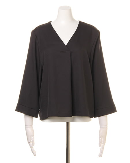 INGNI（イング） タックVネックトロミ8分袖／TOPS／A ｸﾛ/B