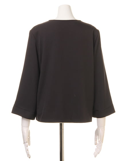 INGNI（イング） タックVネックトロミ8分袖／TOPS／A ｸﾛ/B