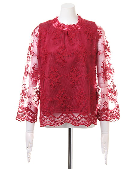 INGNI（イング） チュール刺繍ハイネックTOPS 8分袖 ﾎﾞﾙﾄﾞｰ