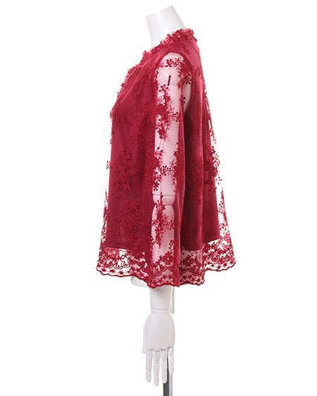 INGNI（イング） チュール刺繍ハイネックTOPS 8分袖 ﾎﾞﾙﾄﾞｰ