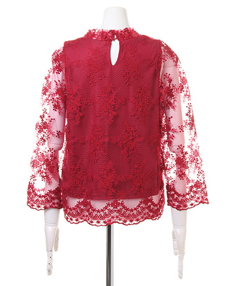 INGNI（イング） チュール刺繍ハイネックTOPS 8分袖 ﾎﾞﾙﾄﾞｰ