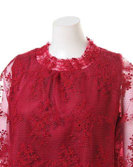 INGNI（イング） チュール刺繍ハイネックTOPS 8分袖 ﾎﾞﾙﾄﾞｰ