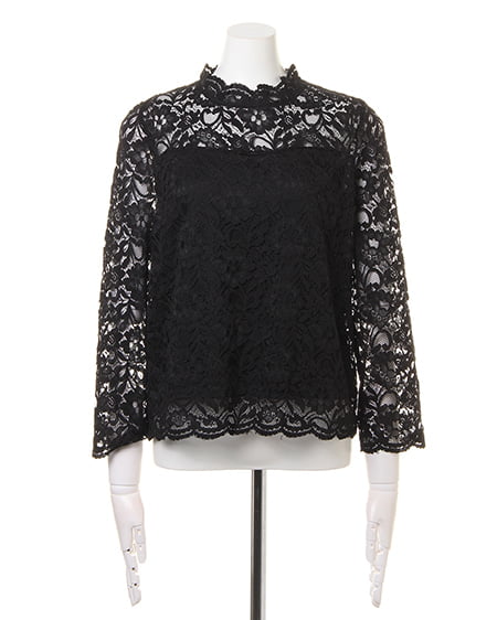 INGNI(イング) ハイネックレーストップス長袖 クロ/A