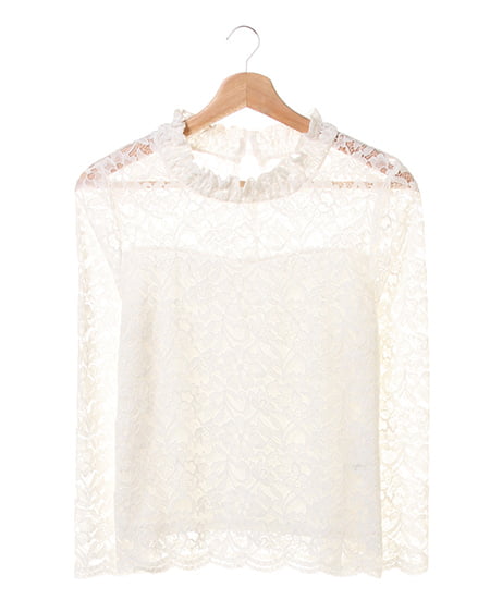 INGNI(イング) ハイネックレーストップス長袖 ｵﾌﾎﾜｲﾄ