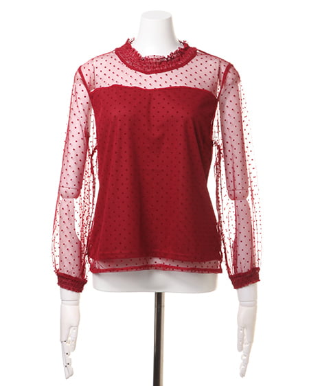 INGNI（イング） シャーリングハイネックドットチュール／トップス長袖 ﾎﾞﾙﾄﾞｰ