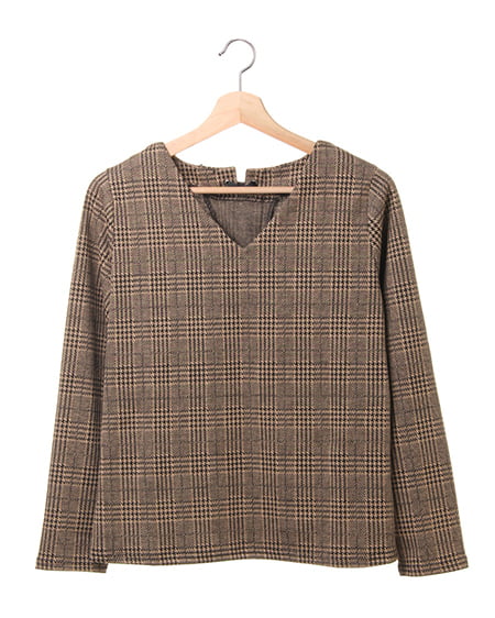 INGNI(イング) グレンチェックバックリボン／TOPS ブラウン