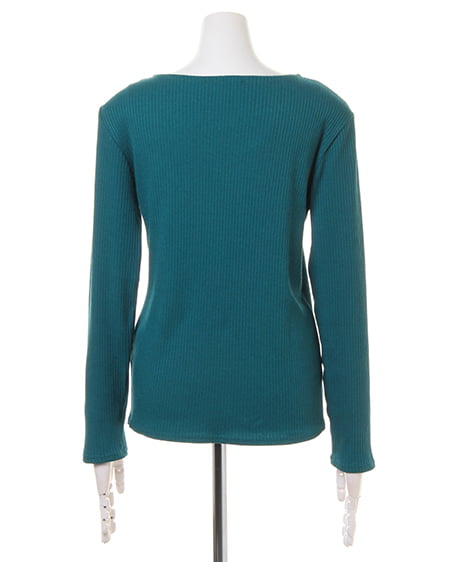 INGNI(イング) リブクロスネック長袖 ターコイズグリーン