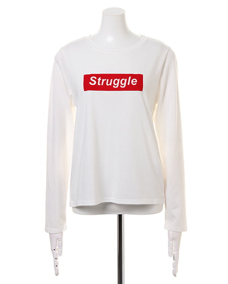 INGNI（イング） BOXロゴ長袖／Tシャツ ｵﾌﾎﾜｲﾄ/ｱｶ