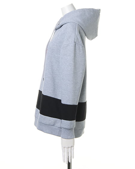 INGNI（イング） 袖ラインパーカー／チュニック ｸﾞﾚｰ/ｵﾌﾎﾜｲﾄ