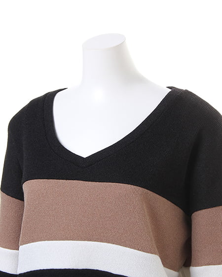 INGNI（イング） サカリバ起毛バイカラー／チュニック ｸﾛ/ﾍﾞｰｼﾞｭ