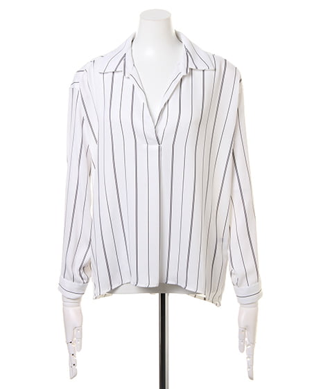 INGNI（イング） トロミスキッパー長袖／シャツA ｵﾌｸﾛ/ｽﾄﾗｲﾌﾟ