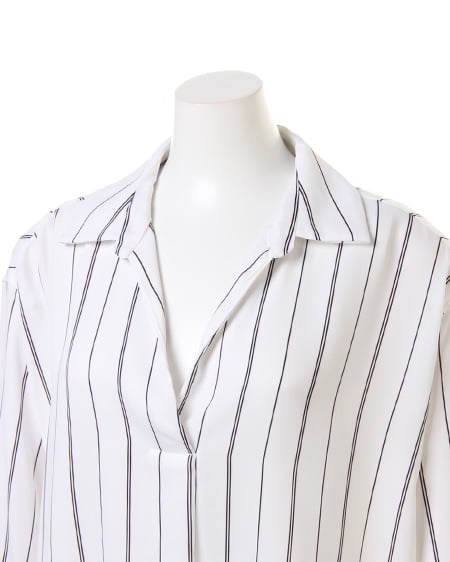 INGNI（イング） トロミスキッパー長袖／シャツA ｵﾌｸﾛ/ｽﾄﾗｲﾌﾟ