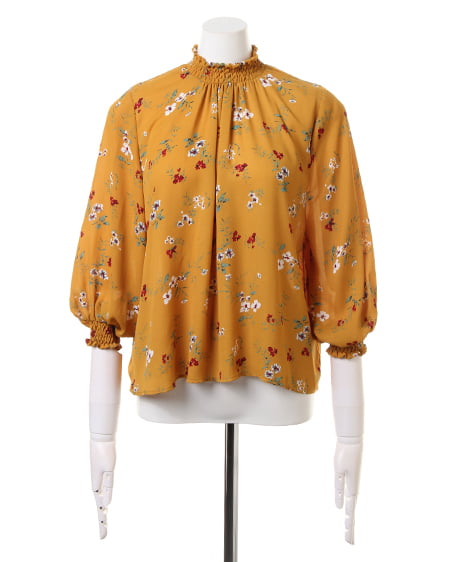 INGNI（イング） 花柄スタンドネックブラウス ﾏｽﾀｰﾄﾞ