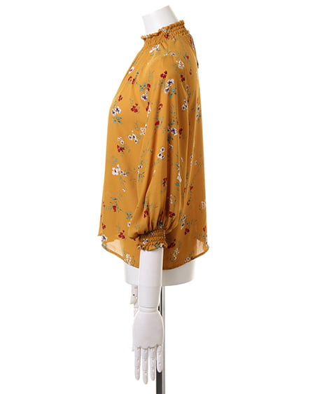 INGNI（イング） 花柄スタンドネックブラウス ﾏｽﾀｰﾄﾞ