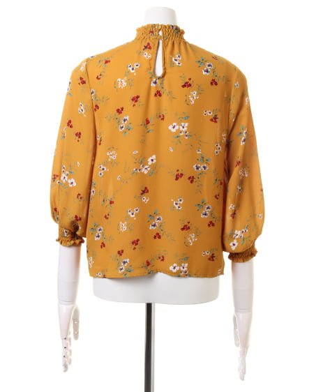 INGNI（イング） 花柄スタンドネックブラウス ﾏｽﾀｰﾄﾞ