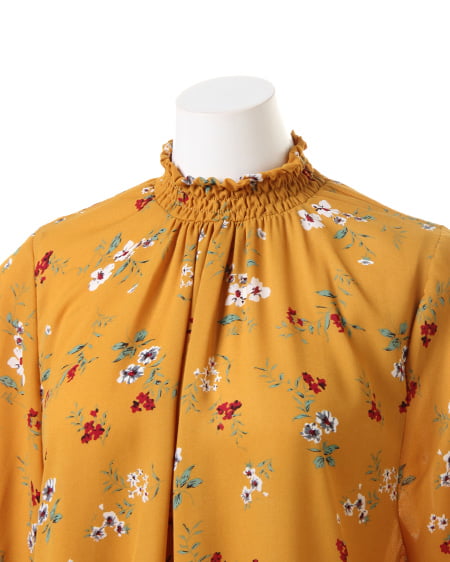 INGNI（イング） 花柄スタンドネックブラウス ﾏｽﾀｰﾄﾞ