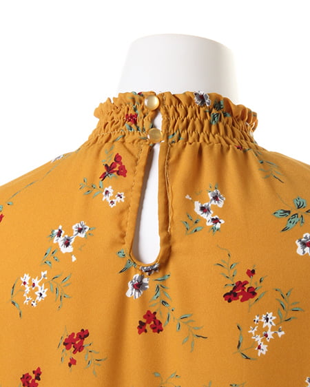 INGNI（イング） 花柄スタンドネックブラウス ﾏｽﾀｰﾄﾞ