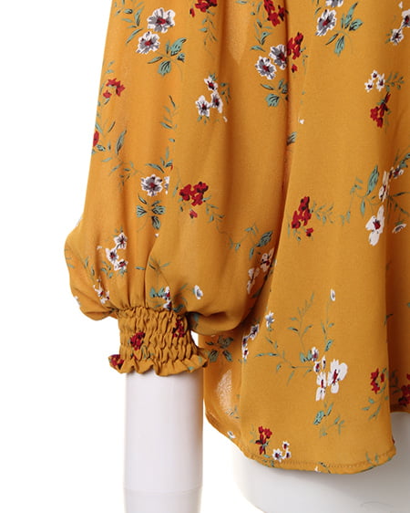 INGNI（イング） 花柄スタンドネックブラウス ﾏｽﾀｰﾄﾞ