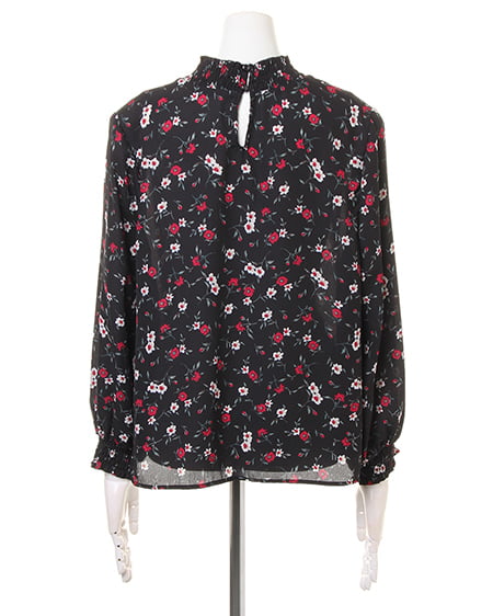 INGNI（イング） 花柄シャーリングハイネック／ブラウス ｸﾛ