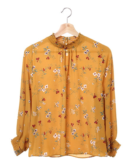 INGNI(イング) 花柄スタンドネック／ブラウス ﾏｽﾀｰﾄﾞ