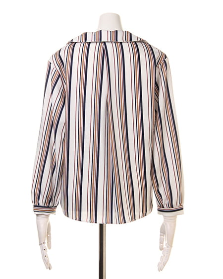 INGNI（イング） マルチストライプ柄開襟／シャツ ｵﾌﾎﾜｲﾄ