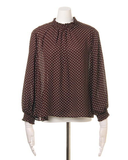 INGNI（イング） ドット柄シャーリングハイネック／TOPS ﾌﾞﾗｳﾝ